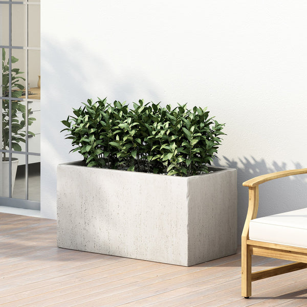 English Elm Ella Rectangular Mgo Planter Box Weathered Stone Finish Outdoor Patio Garden 70627.00WHI