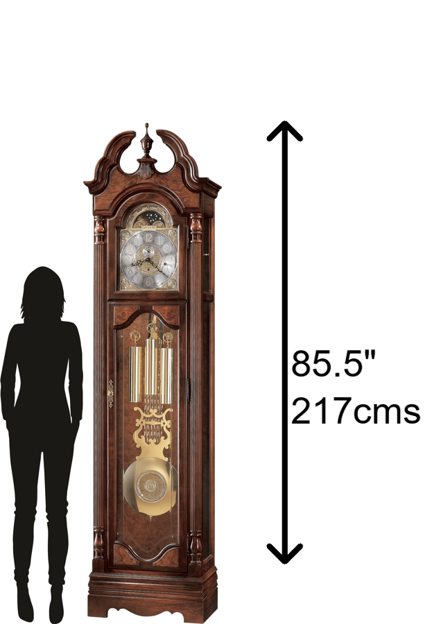 Hekman Furniture 611017 Langston Grandfather Clock - Exquisite Windsor Cherry Finish With Illuminated Moon Phase Dial Windsor Cherry Langston Grandfather Clock 611017