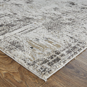 Feizy Rugs Vancouver Abstract Distressed Area Rug - Durable Polypropylene Blend For Contemporary Living Spaces Ivory,Gray,Brown Polypropylene,Polyester Vnr39fhfivychlf05