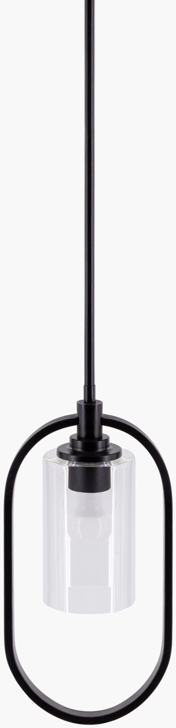 Surya Tork Modern Pendant Light - 5"L X 8"W X 16"H, Handcrafted Glass & Metal Décor For Home Revitalization Fixture, Black Iron,Glass Tok-001