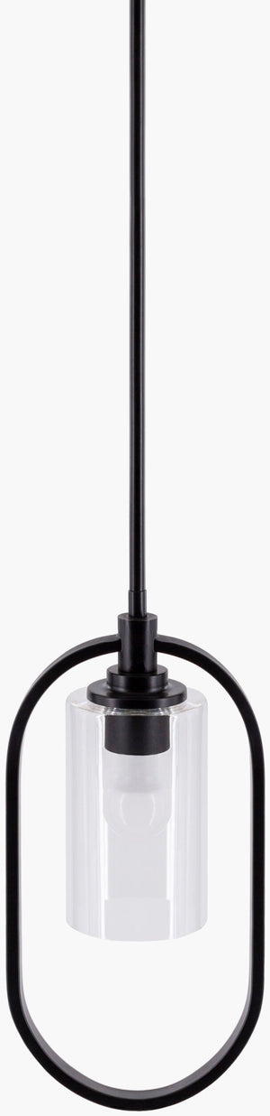 Surya Tork Modern Pendant Light - 5"L X 8"W X 16"H, Handcrafted Glass & Metal Décor For Home Revitalization Fixture, Black Iron,Glass Tok-001