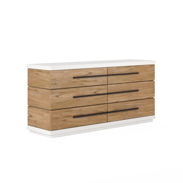 A.R.T. Furniture Portico Contemporary Dresser With Six Drawers, Cedar Lining, Modern Sienna & White Plaster Finish Brown, White Parawood Solids,Mindi Veneers 323130-3351