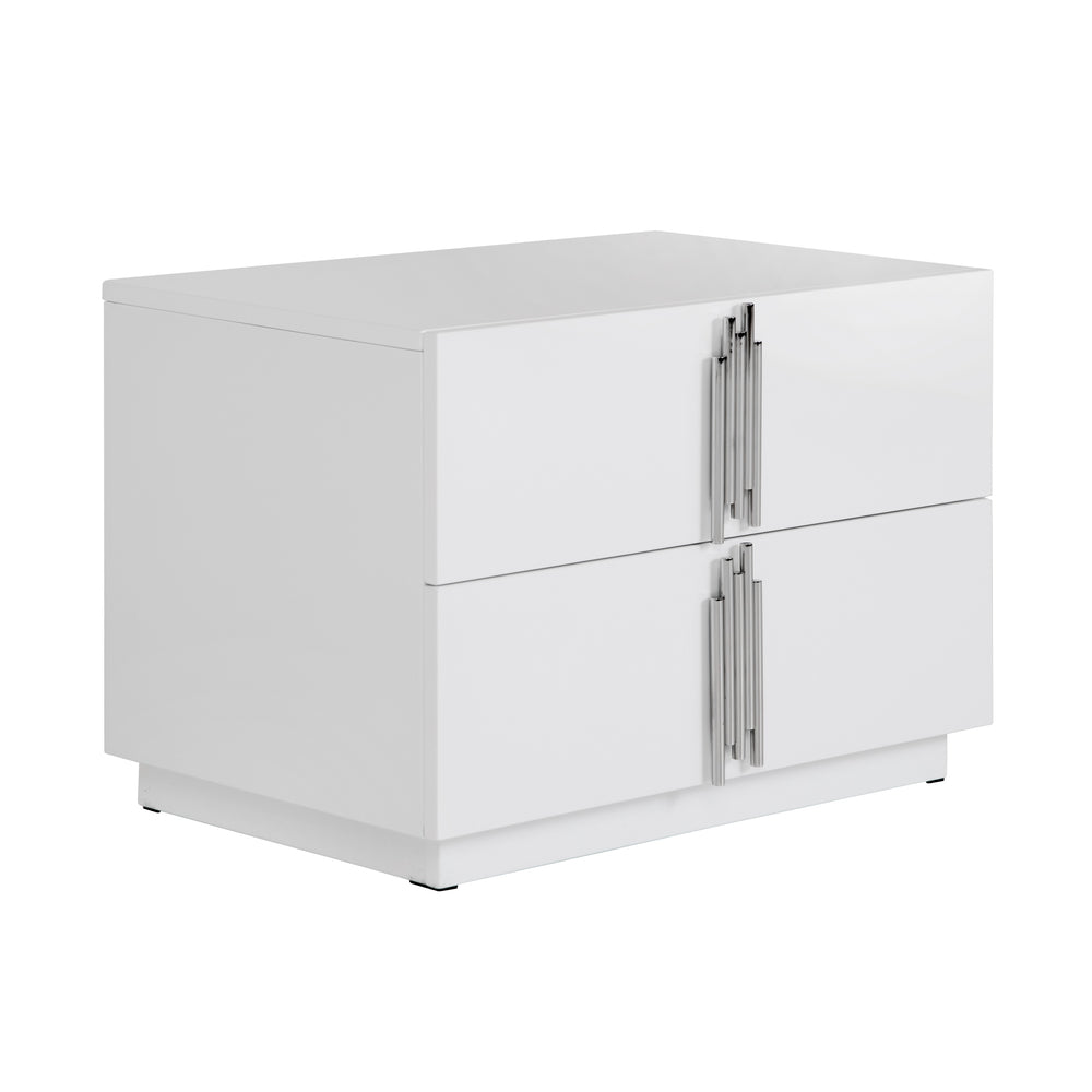 Vig Furniture Modrest Token - Elegant White & Stainless Steel Nightstand With Spacious Storage For Modern Bedrooms White  Vgvcn815-l-white-ns