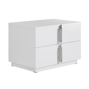 Vig Furniture Modrest Token - Elegant White & Stainless Steel Nightstand With Spacious Storage For Modern Bedrooms White  Vgvcn815-l-white-ns