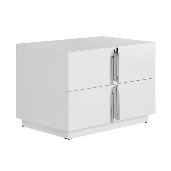 Vig Furniture Modrest Token - Elegant White & Stainless Steel Nightstand With Spacious Storage For Modern Bedrooms White  Vgvcn815-l-white-ns