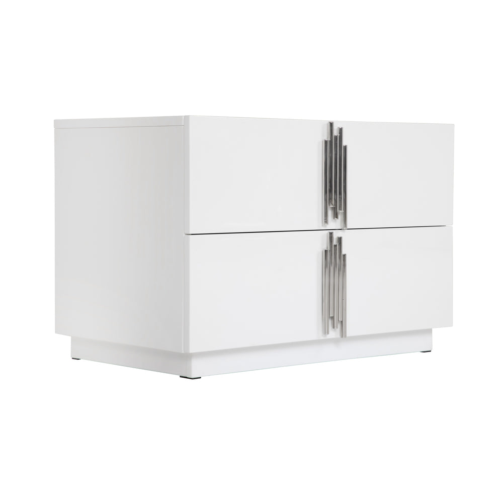 Vig Furniture Modrest Token - Elegant White & Stainless Steel Nightstand With Spacious Storage For Modern Bedrooms White  Vgvcn815-l-white-ns