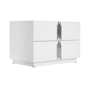 Vig Furniture Modrest Token - Elegant White & Stainless Steel Nightstand With Spacious Storage For Modern Bedrooms White  Vgvcn815-l-white-ns