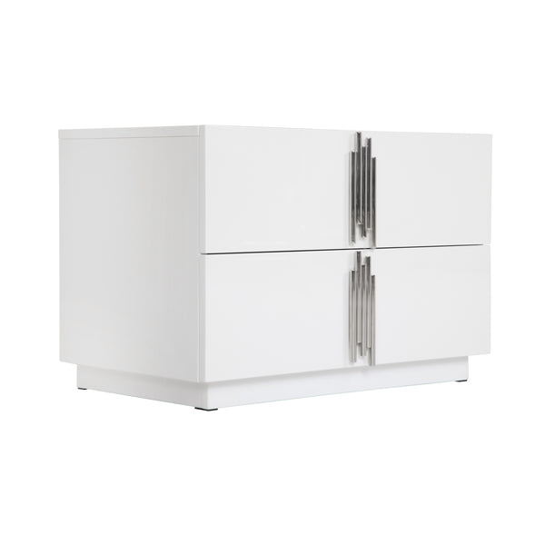 Vig Furniture Modrest Token - Elegant White & Stainless Steel Nightstand With Spacious Storage For Modern Bedrooms White  Vgvcn815-l-white-ns