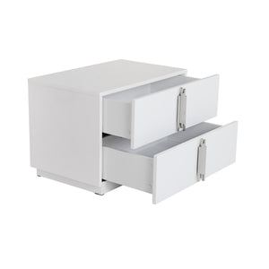 Vig Furniture Modrest Token - Elegant White & Stainless Steel Nightstand With Spacious Storage For Modern Bedrooms White  Vgvcn815-l-white-ns