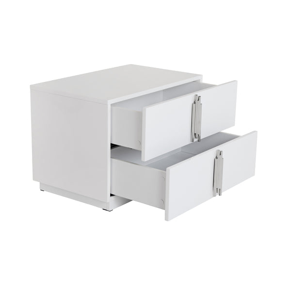 Vig Furniture Modrest Token - Elegant White & Stainless Steel Nightstand With Spacious Storage For Modern Bedrooms White  Vgvcn815-l-white-ns