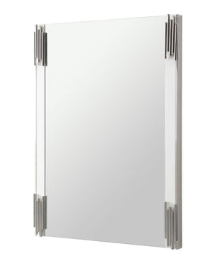 VIG Furniture Token Contemporary Rectangular Mirror With High-Gloss White Frame & Stainless Accents, 32"X43" VGVCJ815-WHT-MIR