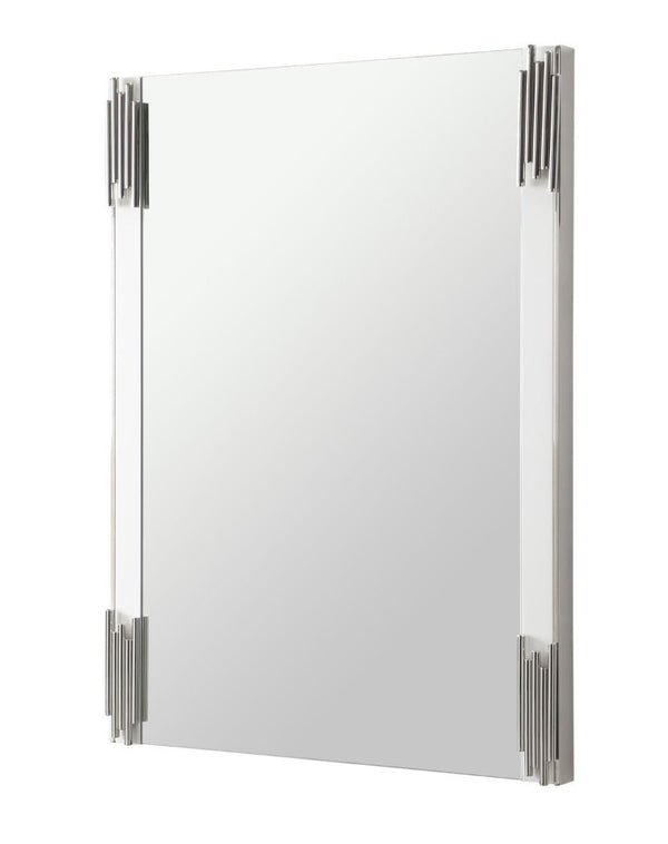 VIG Furniture Token Contemporary Rectangular Mirror With High-Gloss White Frame & Stainless Accents, 32"X43" VGVCJ815-WHT-MIR