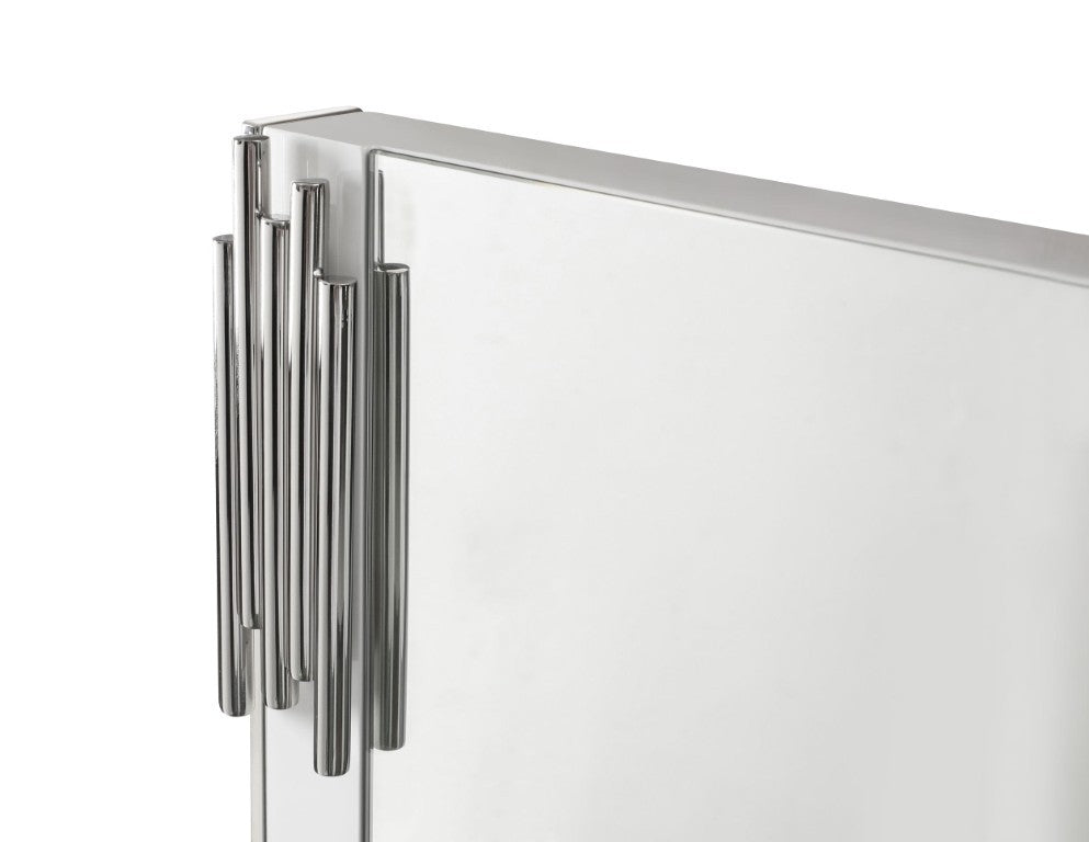 VIG Furniture Token Contemporary Rectangular Mirror With High-Gloss White Frame & Stainless Accents, 32"X43" VGVCJ815-WHT-MIR