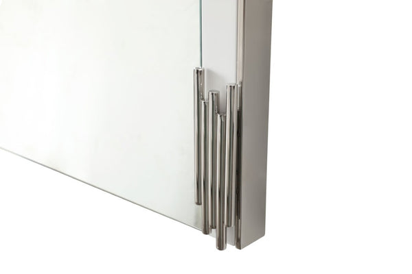 VIG Furniture Token Contemporary Rectangular Mirror With High-Gloss White Frame & Stainless Accents, 32"X43" VGVCJ815-WHT-MIR