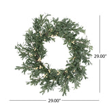 Christopher Knight Home® - Noble House - Wallsten 29" Snowberry Artificial Wreath, Green and White