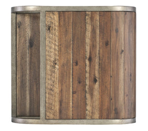Hooker Furniture Commerce Rustic Open Ended End Table With Curved Silhouette, Pewter Frame, Distressed Planked Wood Shelf 7228-80206-85