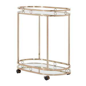 Homelegance By Top-Line Twyla Champagne Gold Oval Bar Cart Champagne Gold Metal