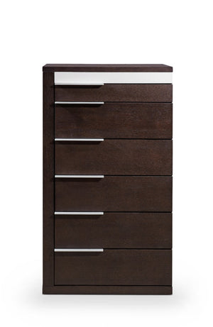 VIG Furniture Torino Brown Oak & Grey Gloss Chest Of Drawers – 6 Spacious Drawers, Metal Handles, No Assembly VGWCD-D04-BRNOAK