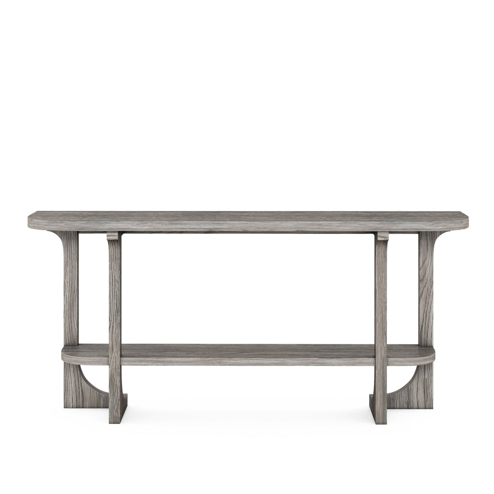 A.R.T. Furniture Vault Console Table - New Traditional Design In Mink Finish With Oak Veneers & Versatile Storage Shelf Gray Parawood Solids,White Oak Veneers 285314-2354
