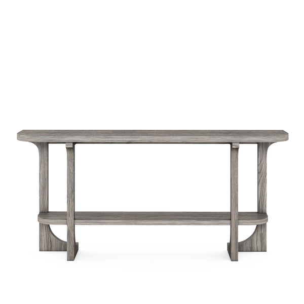 A.R.T. Furniture Vault Console Table - New Traditional Design In Mink Finish With Oak Veneers & Versatile Storage Shelf Gray Parawood Solids,White Oak Veneers 285314-2354