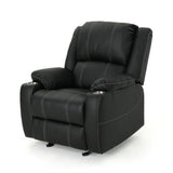 Christopher Knight Home® - Noble House - Sarina Traditional Black Leather Recliner with Steel Cup Holders