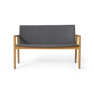 English Elm Christopher Knight Home® - BRYAN Teak Chat Set with Acacia Wood Frame & Wicker Seating — Loveseat, 2 Chairs, Coffee Table 73992.00GRY