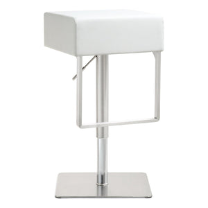 TOV Furniture Seville Vegan Leather Adjustable Stool – Modern Design, 360° Swivel, Perfect for Home or Bar Use White TOV-K3631