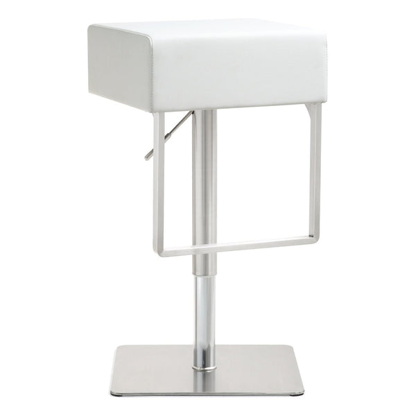 TOV Furniture Seville Vegan Leather Adjustable Stool – Modern Design, 360° Swivel, Perfect for Home or Bar Use White TOV-K3631