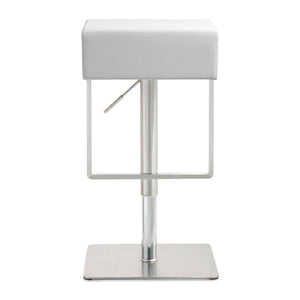 TOV Furniture Seville Vegan Leather Adjustable Stool – Modern Design, 360° Swivel, Perfect for Home or Bar Use White TOV-K3631