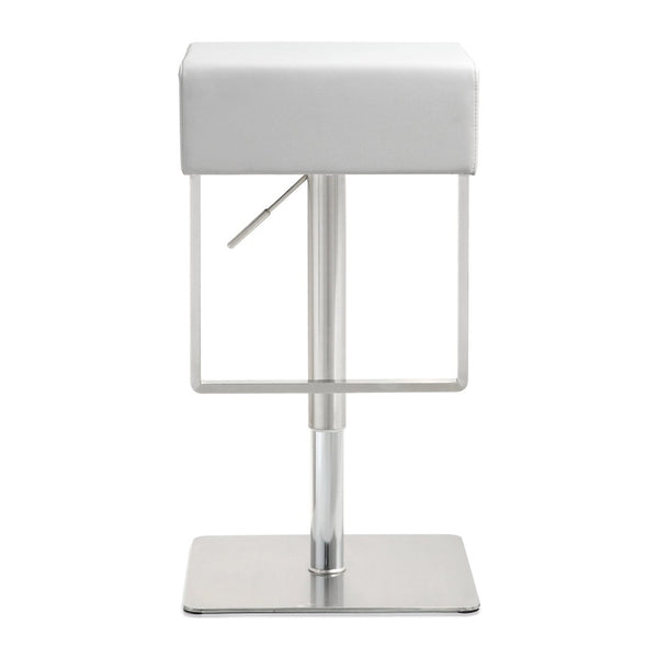 TOV Furniture Seville Vegan Leather Adjustable Stool – Modern Design, 360° Swivel, Perfect for Home or Bar Use White TOV-K3631