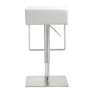 TOV Furniture Seville Vegan Leather Adjustable Stool – Modern Design, 360° Swivel, Perfect for Home or Bar Use White TOV-K3631