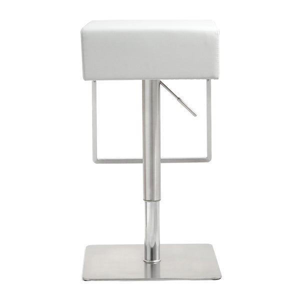 TOV Furniture Seville Vegan Leather Adjustable Stool – Modern Design, 360° Swivel, Perfect for Home or Bar Use White TOV-K3631
