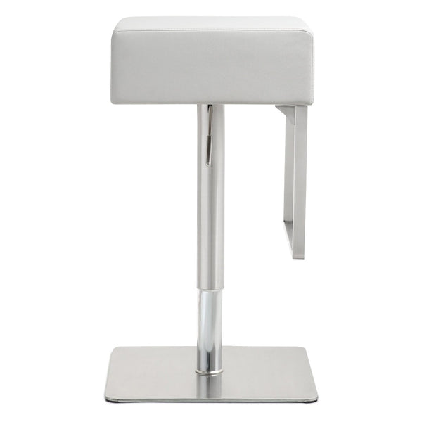 TOV Furniture Seville Vegan Leather Adjustable Stool – Modern Design, 360° Swivel, Perfect for Home or Bar Use White TOV-K3631