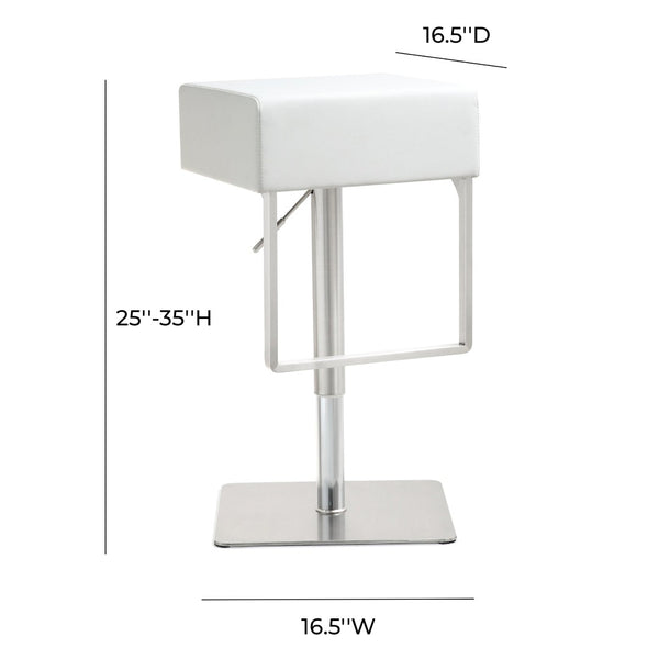 TOV Furniture Seville Vegan Leather Adjustable Stool – Modern Design, 360° Swivel, Perfect for Home or Bar Use White TOV-K3631