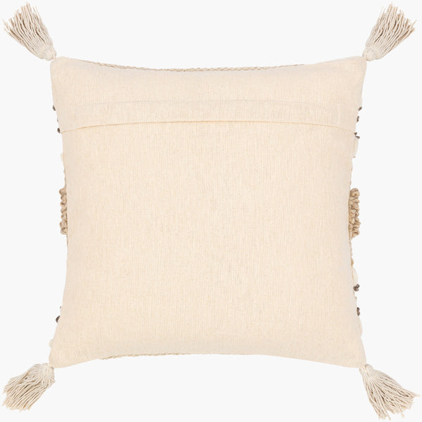 Surya Tov Bohemian Global Pillow – 18x18 Handmade Accent With Bold Patterns For Chic Home Decor Style Ivory Wool,Cotton,Cotton Tov001-2020d