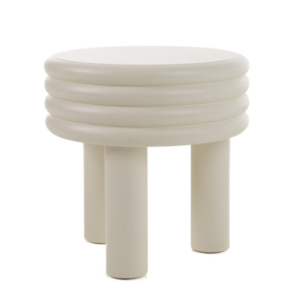 VIG Furniture Townley Compact Round End Table With Glossy White Finish, Tiered Shelf, No Assembly, Modern Accent Piece VGOD-LZ-252E-WHT