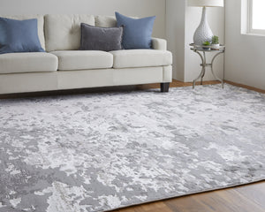 Feizy Rugs Micah Modern Abstract Area Rug - Soft Polypropylene Blend, Stain Resistant, Perfect For High Traffic Areas Silver,Gray,White Polyester,Polypropylene 6943336fslvgryi71