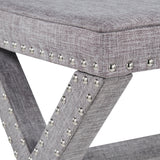 Homelegance By Top-Line Sumiko Linen X-Base Nailhead 17-inch Stool Grey Wood