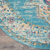 Nourison Passion PSN03 Machine Made Power-loomed Ornamental Border Indoor Only Bohemian Vintage Rug Light Blue, Ivory Light Blue 100% Polypropylene 99446477576