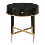Soft Black Round Accent Table with Storage