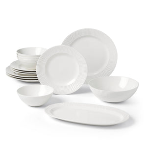 Lenox Kate Spade Wickford 14-Piece Dinnerware Set White, WHITE PORCELAIN 894302