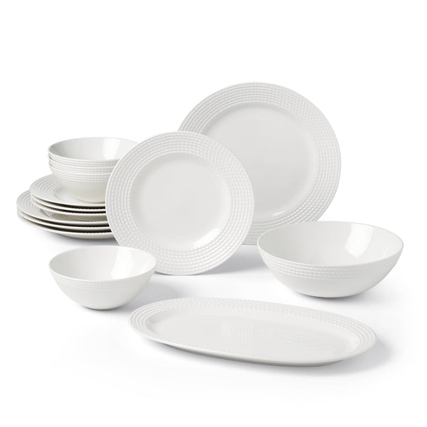 Lenox Kate Spade Wickford 14-Piece Dinnerware Set White, WHITE PORCELAIN 894302