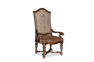 A.R.T. Furniture Valencia Arm Chair Set Of 2 - Traditional Tuscan Design With Jacquard Fabric And Leather Trim - Set Of 2 Brown, Beige Radiata Solids,White Oak,Walnut And Pine Veneers,Foam,Fabric,Leather,Metal 209205-2304