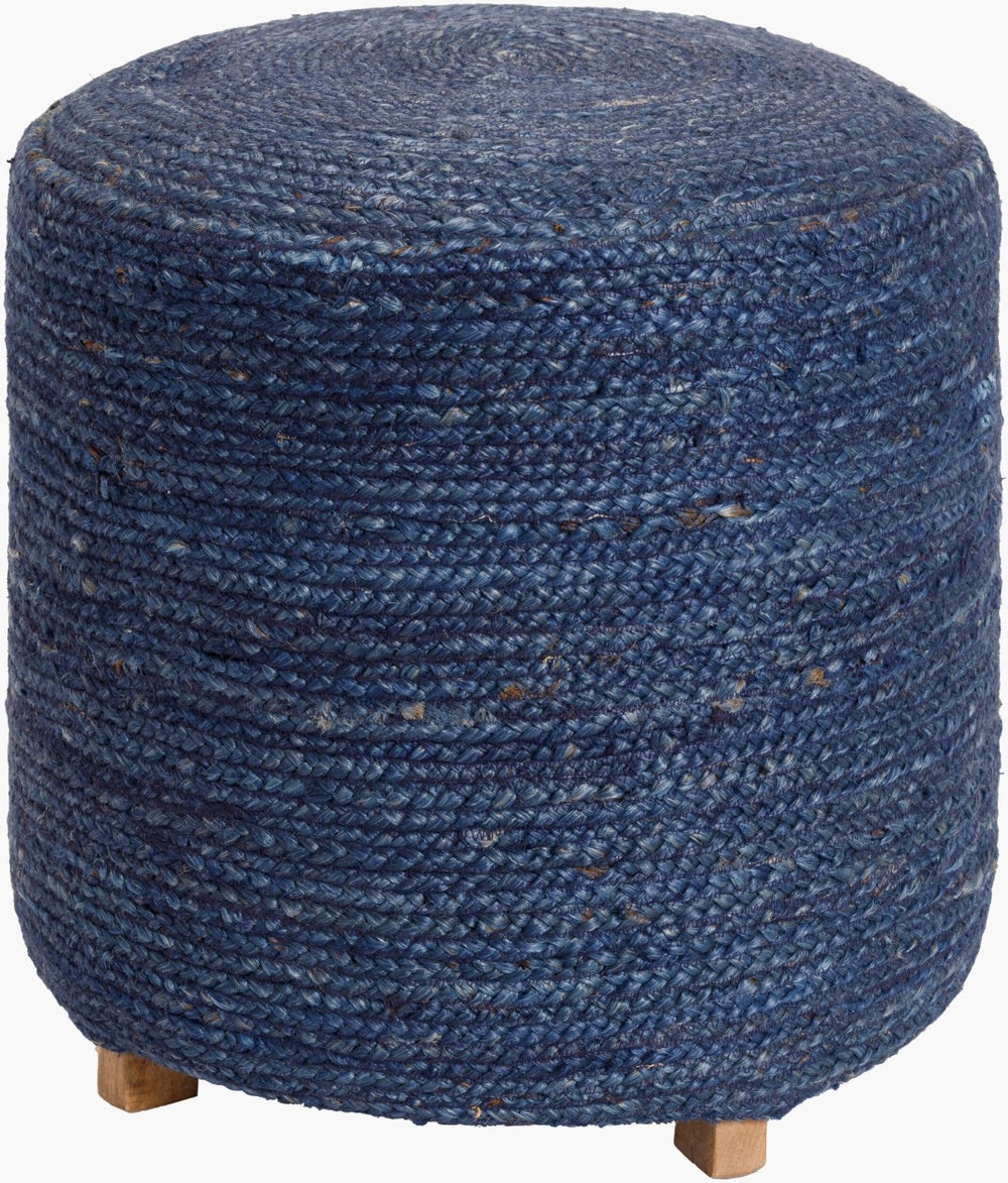 Livabliss Tropics Jute Cube Ottoman Natural Wood Base Bohemian Accent for Living Room TPP-001