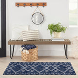 Nourison Brixton BRX01 Machine Made Loom-woven Tribal Border Indoor Only Modern & Contemporary Bohemian Rug Navy, Navy 64% Polyester,34% Cotton,2% Other 99446046116