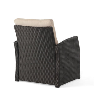 English Elm Christopher Knight Home® - ST MARTA SINGLE SOFA Dark Brown PE Rattan Outdoor Armchair with Iron Frame and Waterproof Cushion Comfort 57723.00DBRN