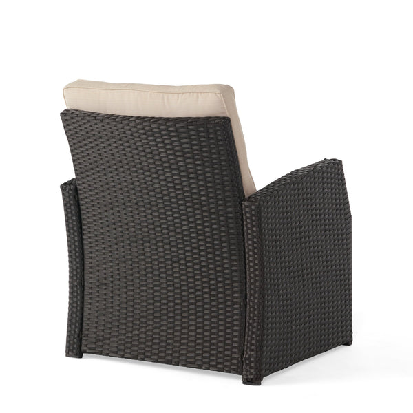 English Elm Christopher Knight Home® - ST MARTA SINGLE SOFA Dark Brown PE Rattan Outdoor Armchair with Iron Frame and Waterproof Cushion Comfort 57723.00DBRN