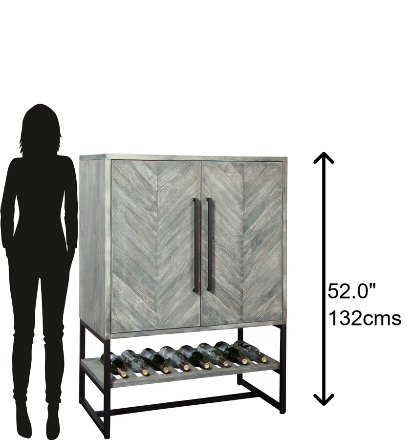 Hekman Furniture 695226 Stylish Jamaica Wine & Bar Cabinet With Distressed Gray Finish, Glass Rack & Ample Storage  Jamaica Inn Wine Cabinet 695226