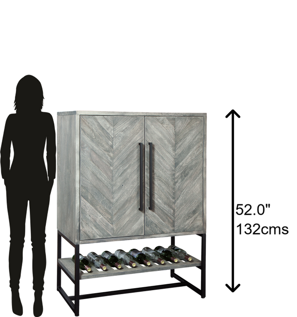Hekman Furniture 695226 Stylish Jamaica Wine & Bar Cabinet With Distressed Gray Finish, Glass Rack & Ample Storage  Jamaica Inn Wine Cabinet 695226