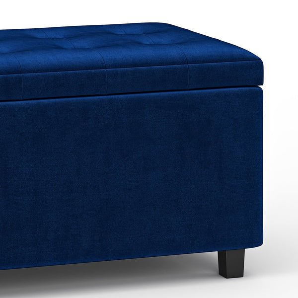 English Elm Cosmopolitan Blue Velvet Storage Ottoman - Elegant Multi-Functional Seating & Stylish Organizer B136P159764